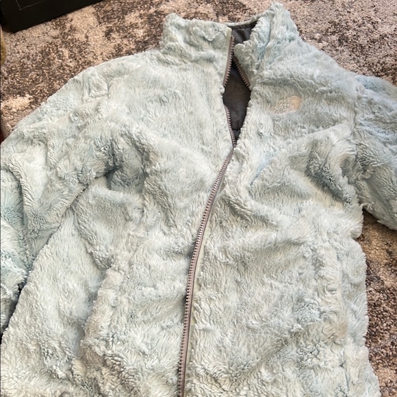 The North Face Gray Quilted Jacket with Light Blue Sherpa Lining - Picture 3 of 8